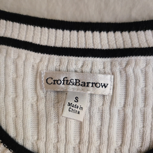 Croft & Barrow Sleeveless White Cable Knit Sweater Vest Top 100% Cotton - Picture 2 of 8